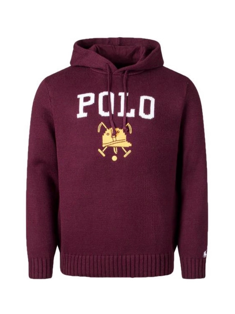 Polo by Ralph Lauren Burgundy Hoodie Sweater with Yellow Logo